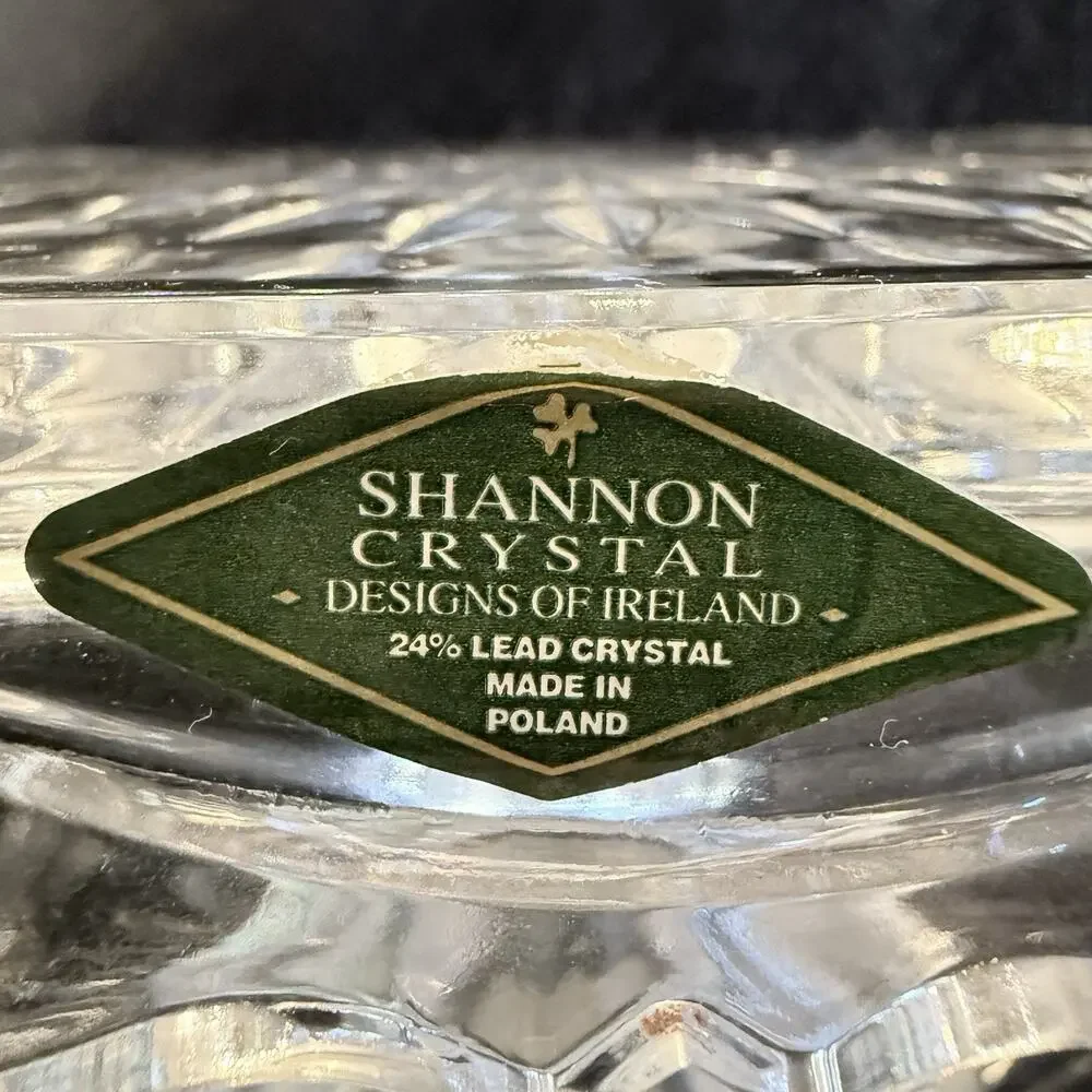 Set Of 2 Shannon Godinger Lead Crystal 8 in & 10 in Square Pedestal Cake Stand